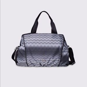 Black & White Ivivva Printed Duffel Bag (Chevron)